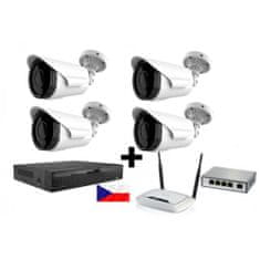 Zoneway 5MPx kamerový IP POE set - 4x NC965, NVR 2104, router, POE switch 4 + 1