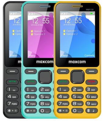 Maxcom MM139, dual SIM, tlačítkový telefon, klasický mobil, malý, lehký, dlouhá výdrž na baterii