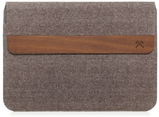 Woodcessories EcoPouch ručně vyráběný dřevěný kožený kryt na MacBook, bavlna, ořech, ořešák, pravé dřevo