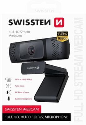 Webová kamera Swissten webkamera FHD 1080P (55000001) mikrofon  rozlišení HD úhel 90 °