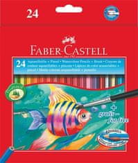 Faber-Castell Akvarelové pastelky, se štětcem, 24 barev, šestihranné