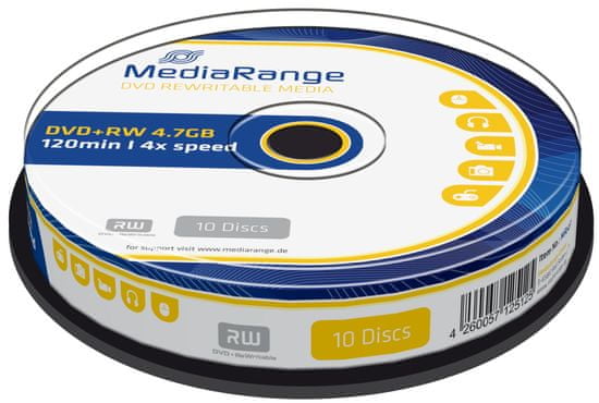 MediaRange DVD+RW 4,7GB 4x spindl 10ks (MR451)