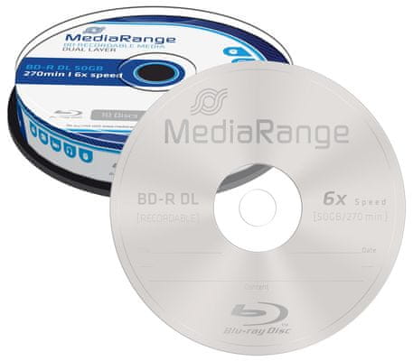Blue-ray disky MediaRange Dual Layer, vysoká kapacita