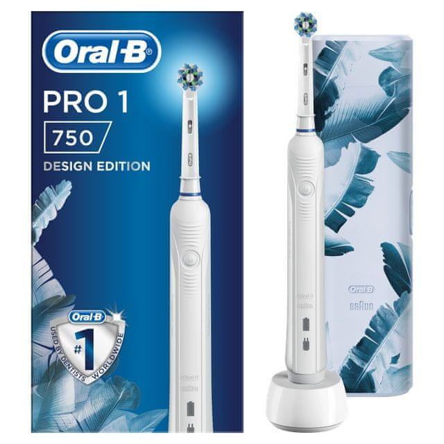 Oral-B Pro 750 Cross Action White + Cestovní pouzdro 100% detekce polohy
