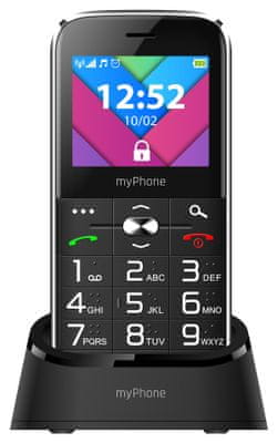 myPhone Halo C, mobil pro seniory, s velkými tlačítky, Braillovo písmo, velký displej, SOS, fotokontakty, jednoduché ovládání.