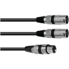 Omnitronic Kabel adaptér XLR samice / 2x XLR samec, délka 0,50 m, černý