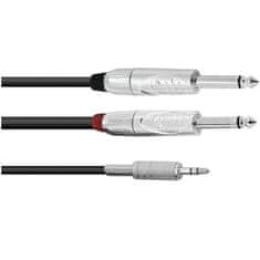 Omnitronic Kabel AC35-60 Jack 3,5 stereo - 2x Jack 6,3 mono, 6 m