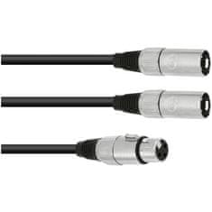 Omnitronic Kabel adaptér XLR samice / 2x XLR samec, délka 1 m, černý