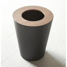 Yamazaki Odpadkový koš Rin 3197, kulatý, kov/dřevo, 10l, černý