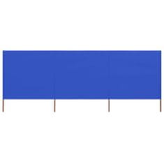 Greatstore 3dílná zástěna proti větru textil 400 x 80 cm azurově modrá