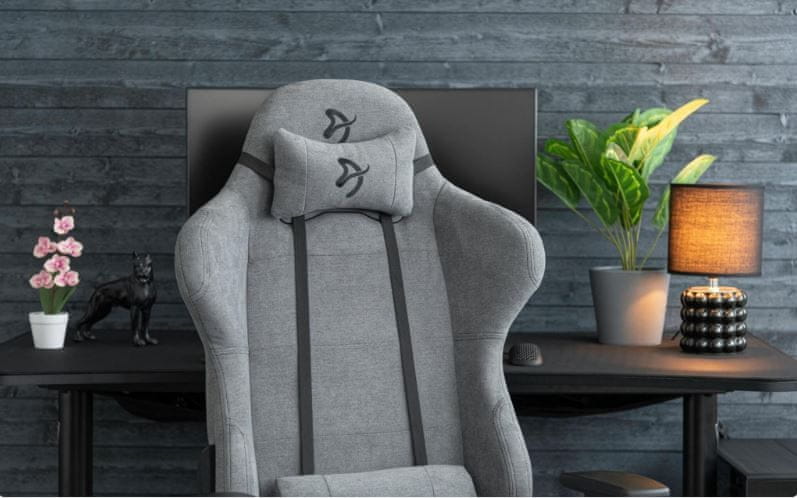 Gaming szék kerekekkel Torretta Soft Fabric, világos szürke (TORRETTA-SFB-ASH) dönthető háttámla magasság beállítása gáz emelés