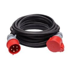 Solight  Prodlužovací kabel 400V/32A - 25m, 1 zásuvka IP44, černý kabel gumový H05RR-F 5G 2.5mm2