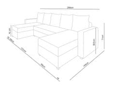 Nejlevnější nábytek Rohová sedačka ASTANA U, černá látka/bílá ekokůže