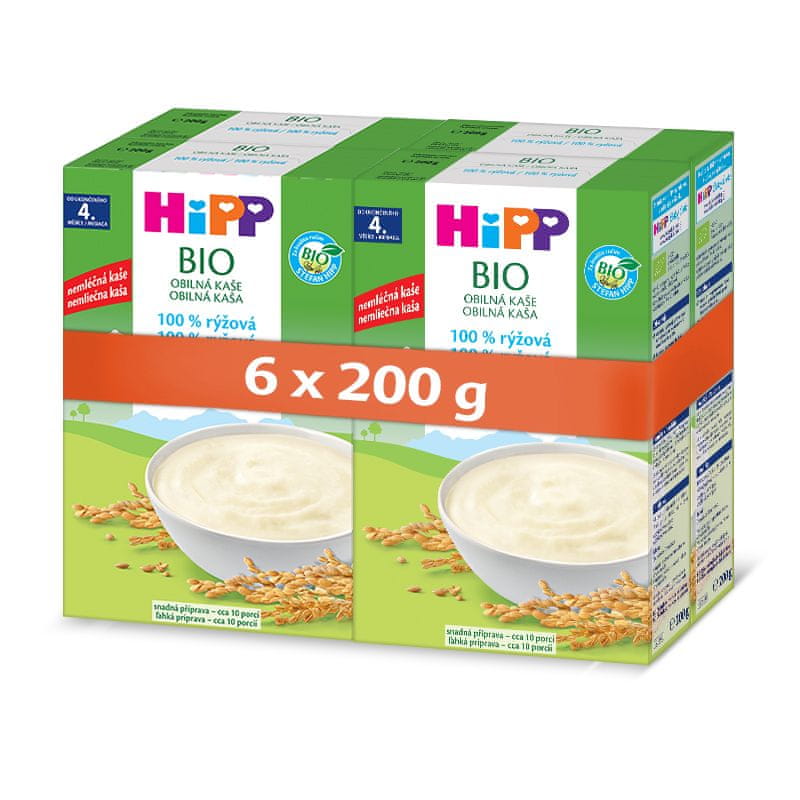 Levně HiPP BIO obilná kaše - 100 % rýžová od uk. 4. měsíce 6 x 200 g