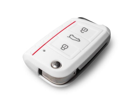 Escape6 bílé ochranné silikonové pouzdro na klíč pro VW/Seat/Škoda novější generace, s vystřelovacím klíčem