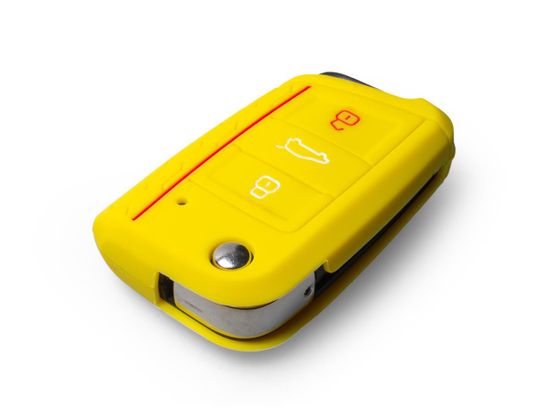 Escape6 žluté ochranné silikonové pouzdro na klíč pro VW/Seat/Škoda novější generace, s vystřelovacím klíčem