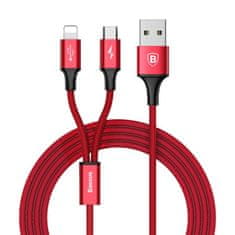 BASEUS Rapid 2in1 kabel USB - Lightning / Micro USB 3A 1.2m, červený