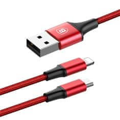 BASEUS Rapid 2in1 kabel USB - Lightning / Micro USB 3A 1.2m, červený