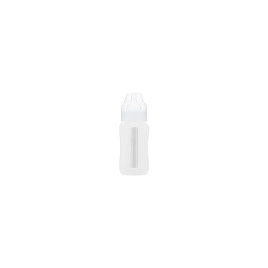 EcoViking Kojenecká lahev skleněná 240 ml široká silikonový obal bílá