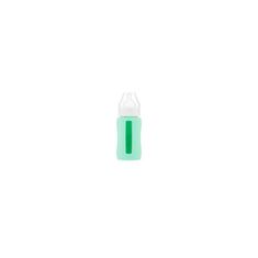 Kojenecká lahev skleněná 240 ml široká silikonový obal zelená mátová