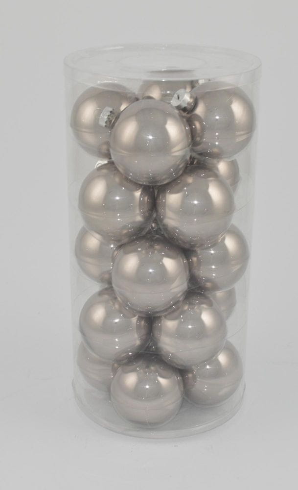 Levně DUE ESSE Set 20 ks vánočních skleněných koulí, perleťově stříbrná, Ø 7 cm
