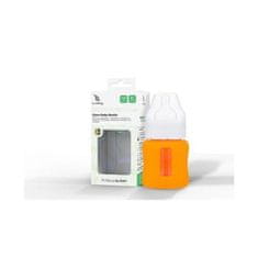 EcoViking Kojenecká lahev skleněná 120 ml široká silikonový obal oranžová
