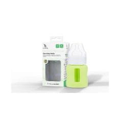EcoViking Kojenecká lahev skleněná 120 ml široká silikonový obal zelená hrášková