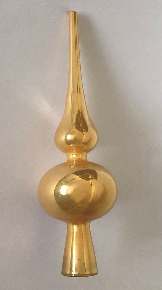 DUE ESSE Vánoční skleněná špička, zlatá perleť, 20 cm