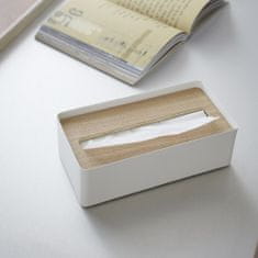 Yamazaki Zásobník na papírové ubrousky Rin 7730, kov/dřevo, bílý
