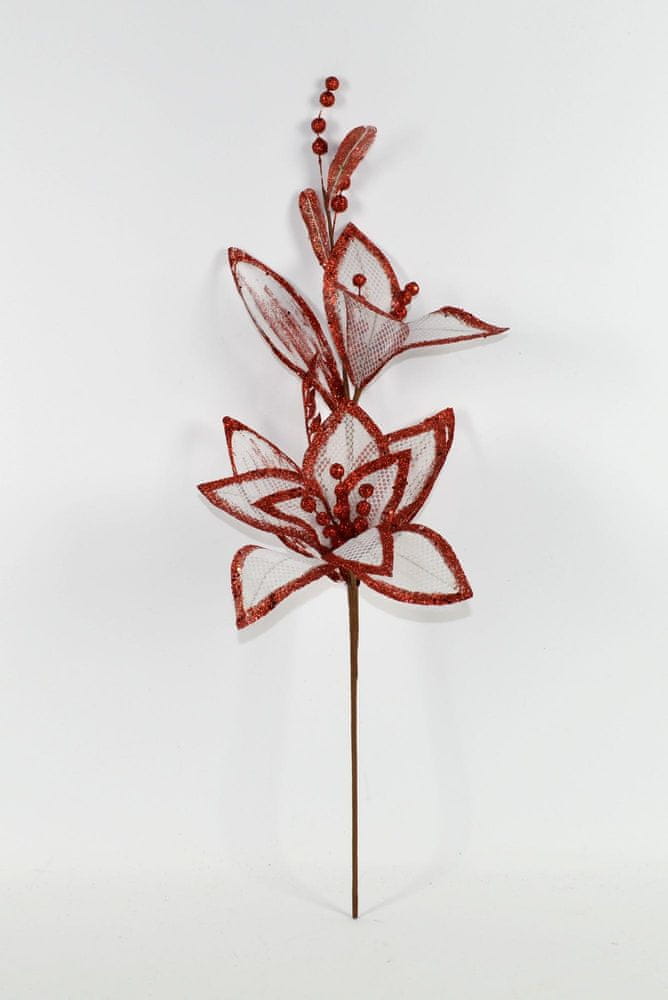 Levně DUE ESSE Vánoční textilní květina - červená, 65 cm