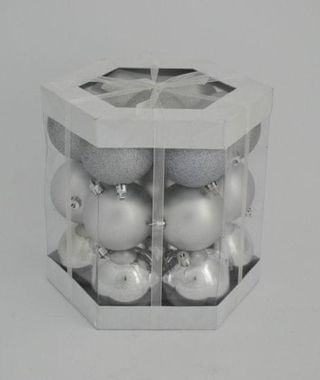 DUE ESSE Set vánočních stříbrných koulí 21 ks, Ø 7 cm