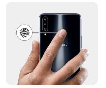 Samsung Galaxy A20s, odemykání obličejem, čtečka otisků prstů