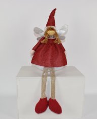 DUE ESSE Vánoční dekorace sedící holčička - anděl, 45 cm