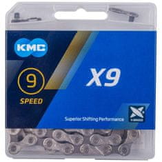 KMC řetěz X9 stříbrno-šedý 114 čl. BOX