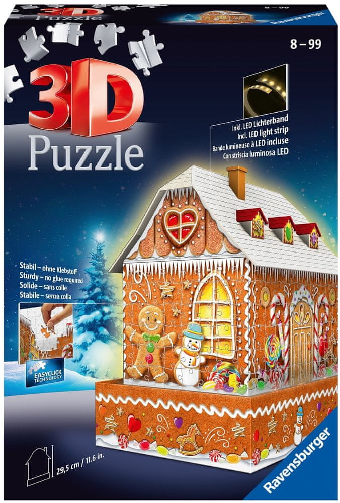 Ravensburger 3D Puzzle 112371 Perníková chaloupka (Noční edice) 216 dílků