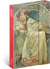 Grooters Notes Alfons Mucha – Princezna, linkovaný, 11 × 16 cm