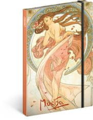 Grooters Notes Alfons Mucha – Tanec, linkovaný, 13 × 21 cm