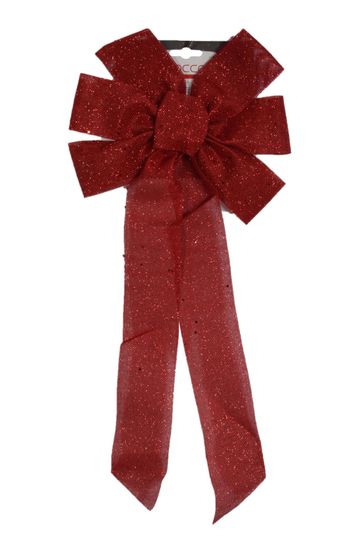DUE ESSE Vánoční červená mašle s glitry, 55 cm