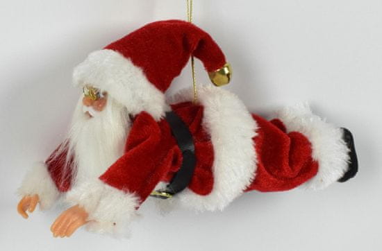 DUE ESSE Vánoční závěsná dekorace letící Santa, 18 cm