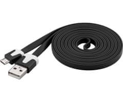 Kraftika Kabel micro usb 2.0, a-b 2m, plochý pvc kabel, černý