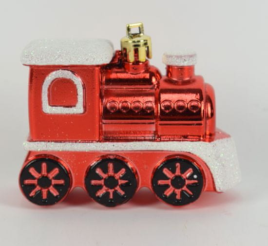 DUE ESSE Set 2 ks vánočních ozdob lokomotiva-červená