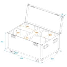 Roadinger Flightcase pro 4x LED THA-100F/THA-120PC na kolečkách