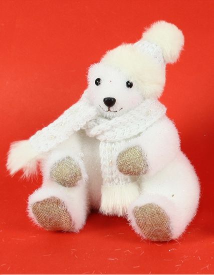 DUE ESSE Vánoční dekorace lední medvěd 16 cm, bílá šála
