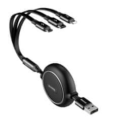 BASEUS Golden Loop 3in1 USB kabel - micro USB / Lightning / USB-C 35-120cm, černý