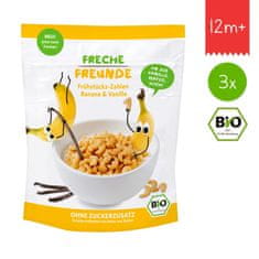 Freche Freunde BIO Cereálie - Křupavá čísla - Banán a vanilka (3x 125 g)