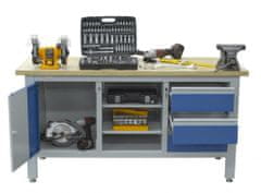 AHProfi Pracovní stůl se třemi zásuvkami, skříňkou a policí - TSK7513-L