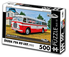 RETRO-AUTA© Puzzle BUS 15 - ŠKODA 706 RO LUX (1951) 500 dílků