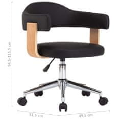 shumee Otočná kancelářská židle černá ohýbané dřevo a umělá kůže