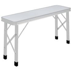 Greatstore Skládací kempingový stůl se 2 lavicemi hliník bílý
