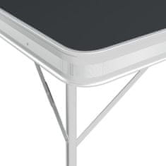 Greatstore Skládací kempingový stůl se 2 lavicemi hliník šedý